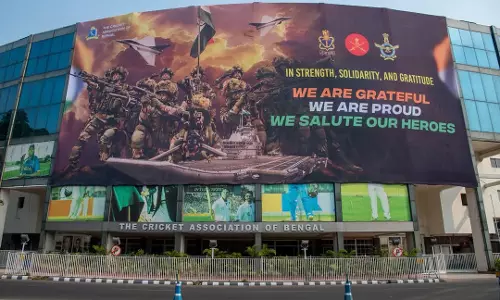 Banner at Eden Gardens Hails Indian Forces
